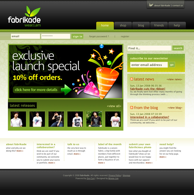 Fabrikade website home page
