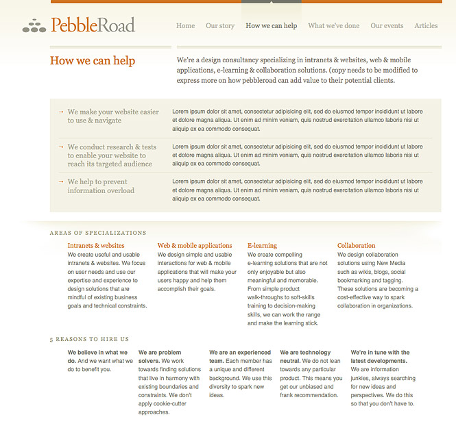 PebbleRoad services page
