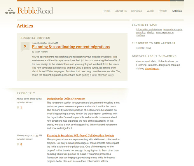 PebbleRoad article page