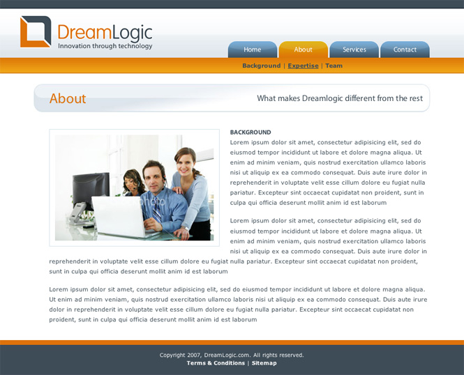 DreamLogic subpage design